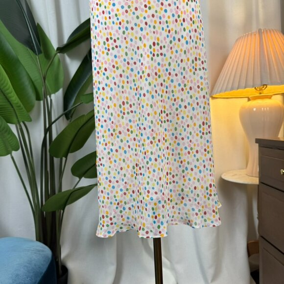 Vintage Y2K 100% Silk Polka Dot Midi Bias-Cut Princess Seam Dress size 10 - Picture 8 of 10